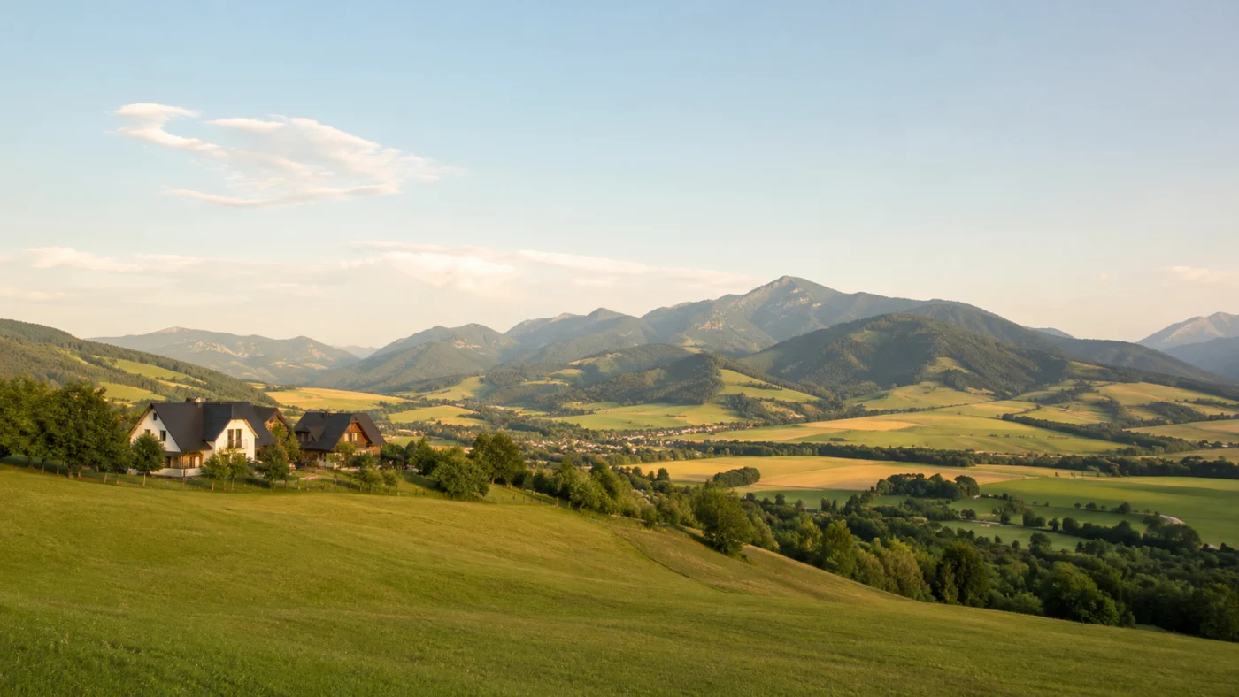Slovenská krajina, kopce a obec